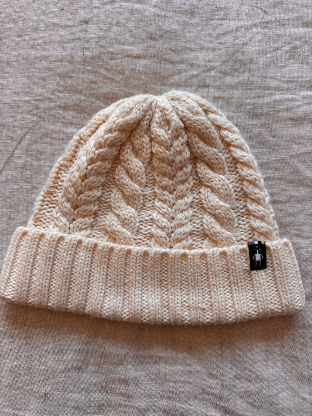 Smartwool super soft cable knit cream white beanie